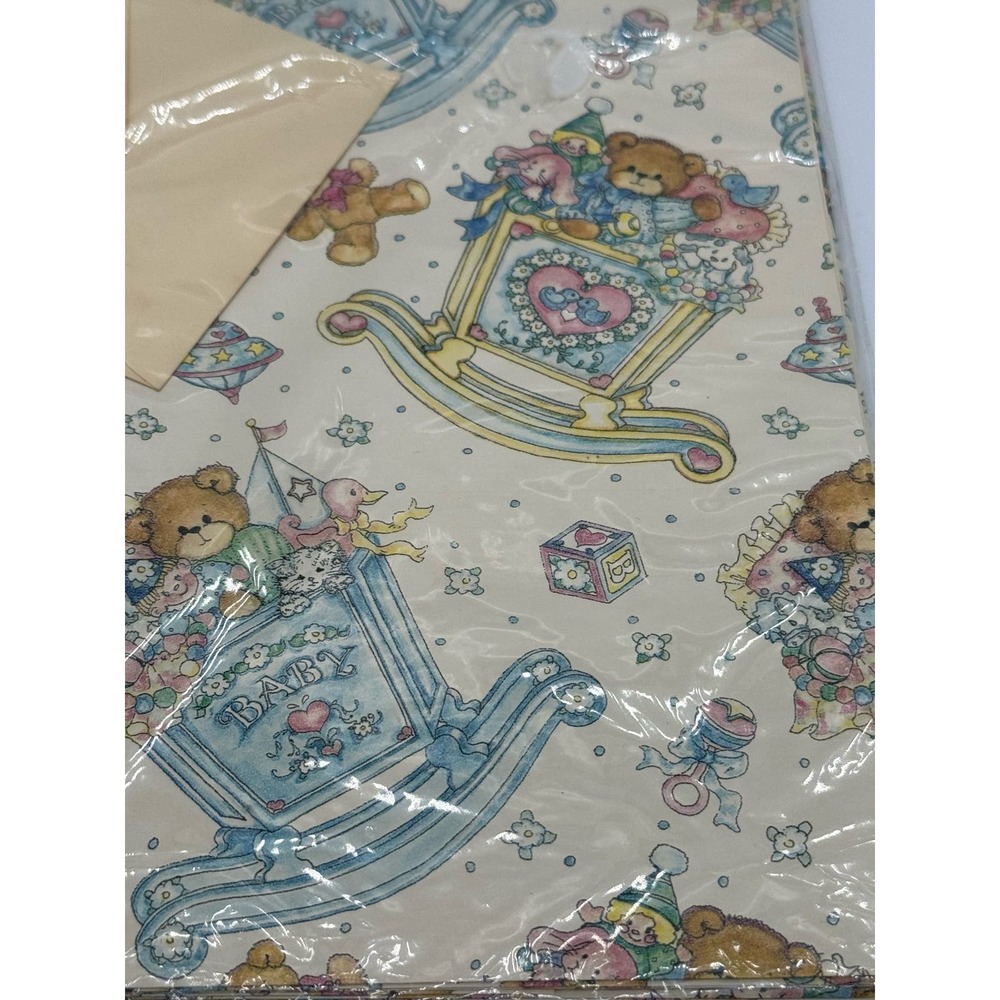 Lot Vintage American Greetings Gift Wrap Teddy Bear - Picture 2 of 7